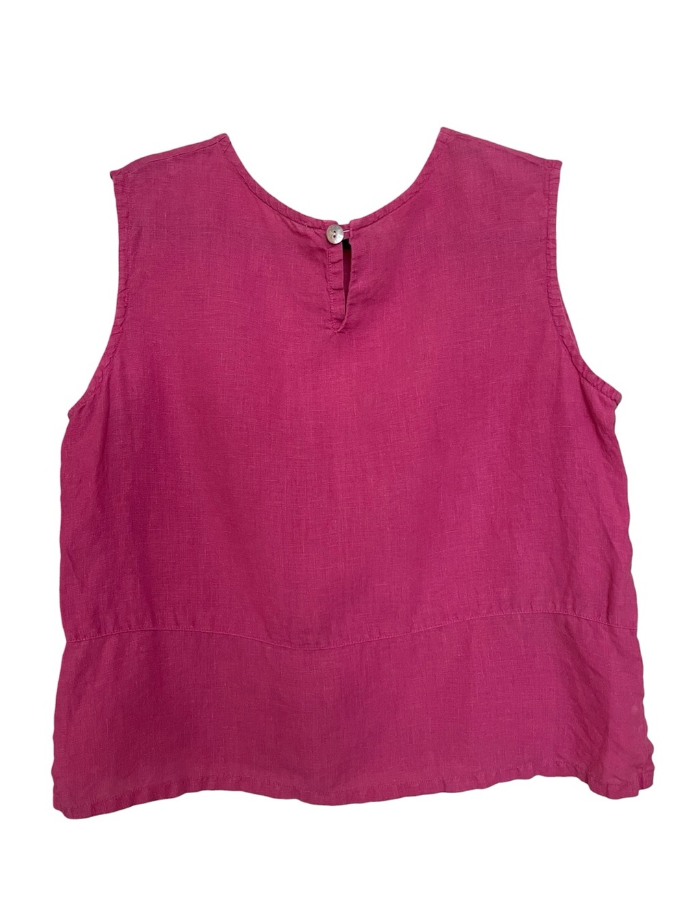 Bryn Walker 100% Linen Fuchsia Pink Sleeveless Swing Top M Lagenlook Relaxed * - Picture 3 of 9